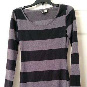 Grey and Black Stripped Pattern Dress.